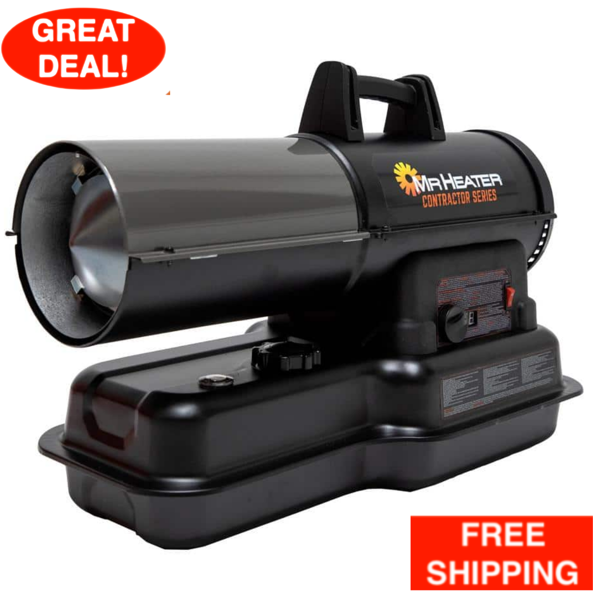 Contractor 80000 BTU Black Forced Air Kerosene Diesel Space Heater W/  Thermostat