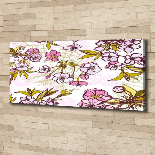 Tableau Toile Tulup 50x100cm - Imprimé Fleurs De Cerisier - Déco Moderne