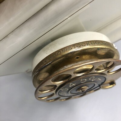 Vtg 1930s/40s L.M. Ericsson Stockholm Rotary Table Phone White