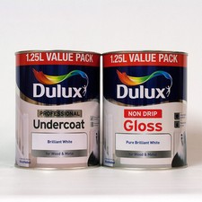 2.5L - Dulux Professional Undercoat / Non Drip Gloss - Brill. White - 2 x 1.25L 