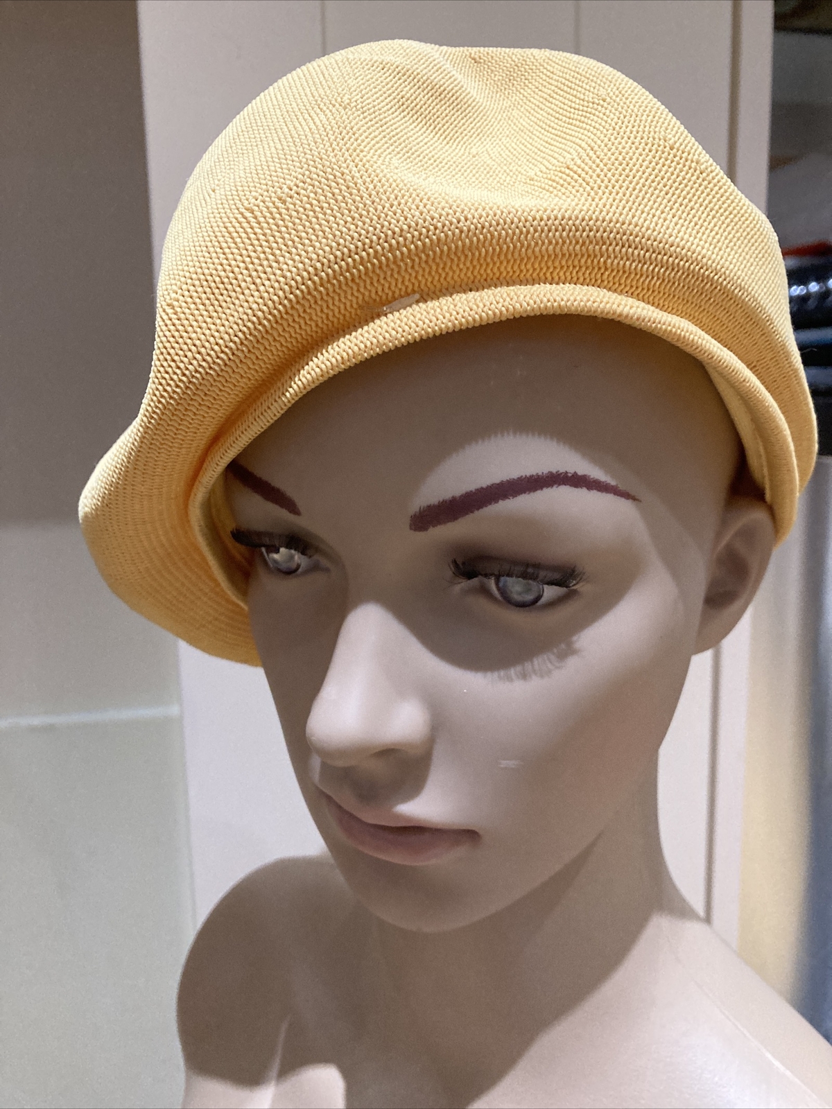 Topaz Yellow Vintage "Julie" Hat by Kangol with Pom-Pom. Made in England 9