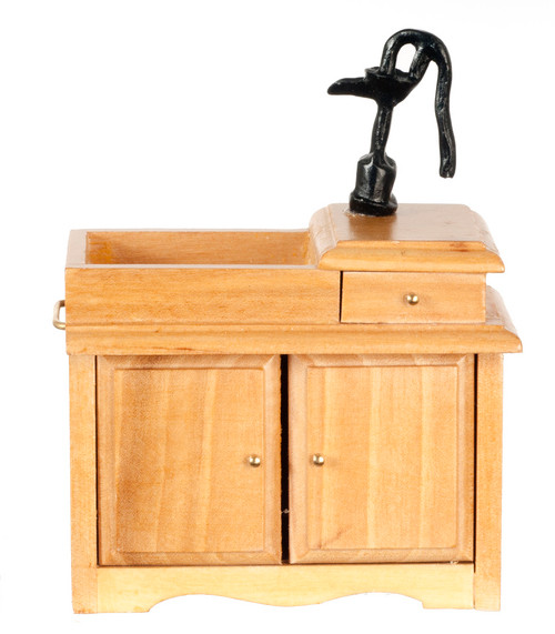 Dolls House Oak Sink with Pump Old Fashioned Furniture Miniature 1:12th Scale