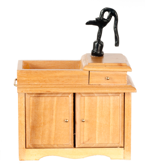 Dolls House Oak Sink with Pump Old Fashioned Furniture Miniature 1:12th Scale