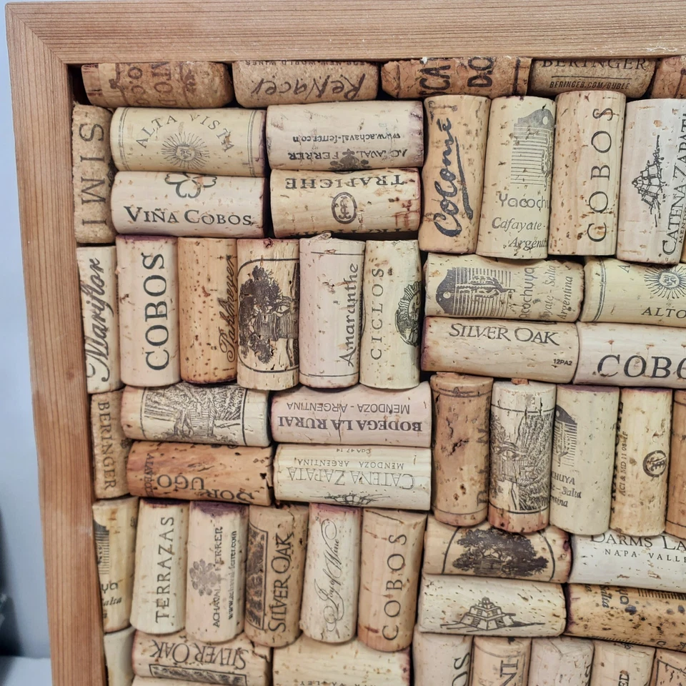 Handmade Wine Cork Board 14 x 13.5” Bar Decor Notes Oak Frame Wine Bar - Image 2 of 4