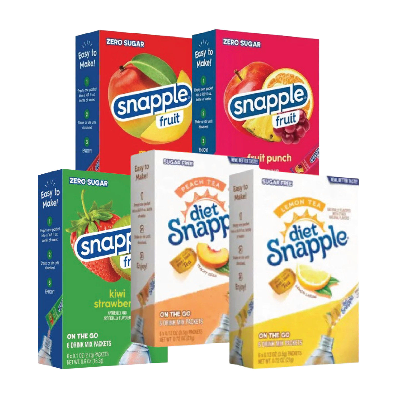 Смесь напитков со вкусом фруктов и чая Snapple Diet Variety | по 6 порций в каждой |72 унции