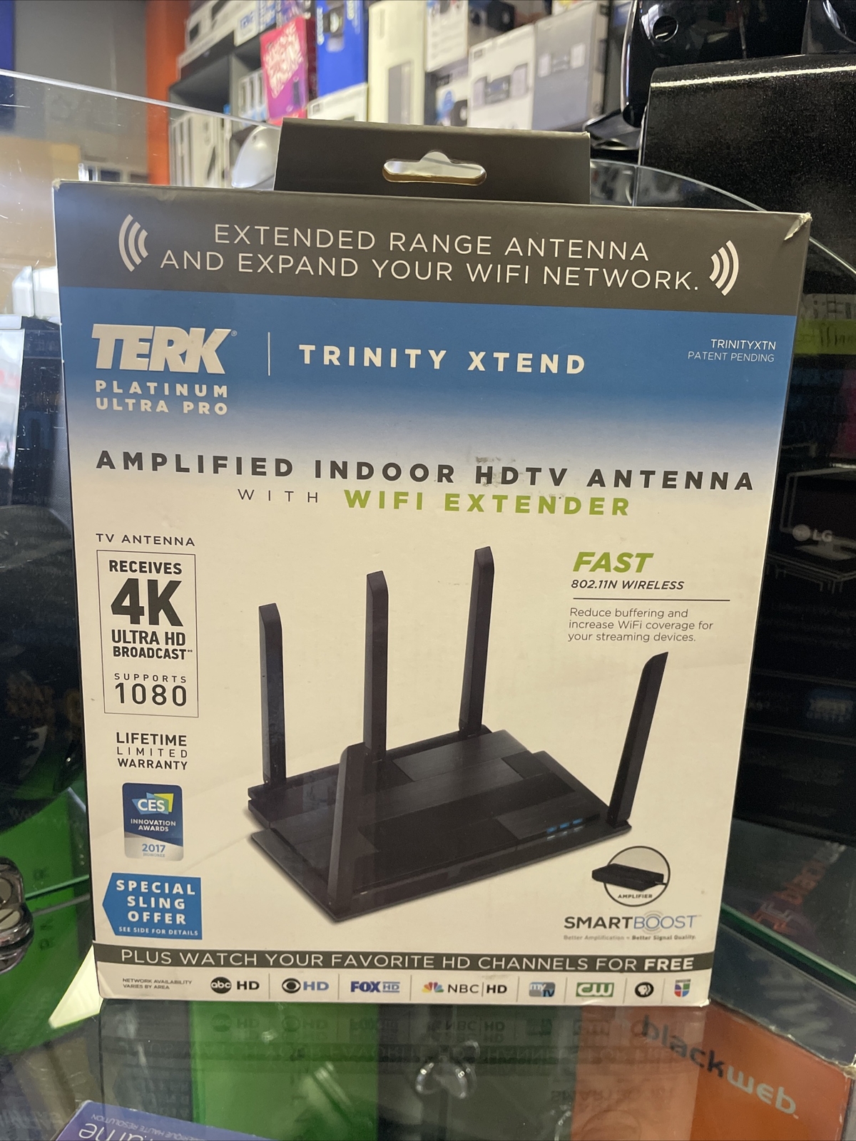 TERK TRINITY XTEND AMPLIFIED INDOOR HDTV ANTENNA WITH WIFI EXTENDER