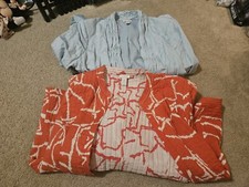 2 Chicos Woman's Size 3 Salmon And White Ans Blue Blazer Long Sleeve Used