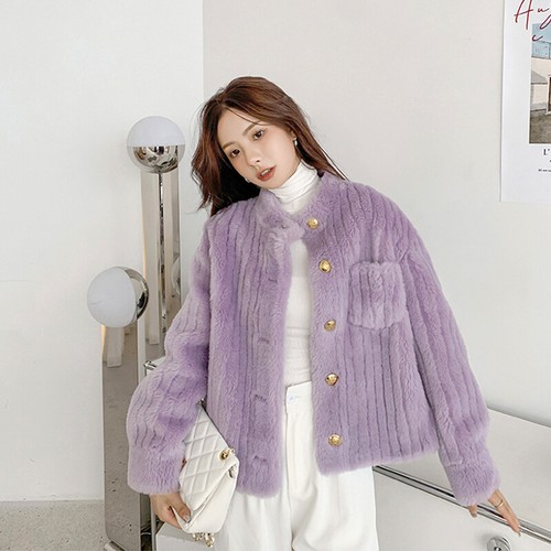 2022 Women's Winter Solid Stand Collar Single Breasted Striped Cropped Jacket - Picture 16 of 16