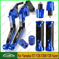 BLUE For Yamaha FZ1 FZ6 FZ6R FZ8 Fazer Handle Grips Cap Brake Clutch Levers Set