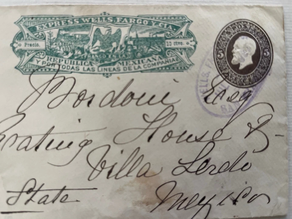 Sobre mexicano Wells Fargo San Francisco 5c marrón impresión de EE. UU. a Durango 1886 Foto 2 de 3