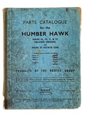 Parts Catalogue for the Humber Hawk (Hardback, 1956) Saloon, Sedan and Estate