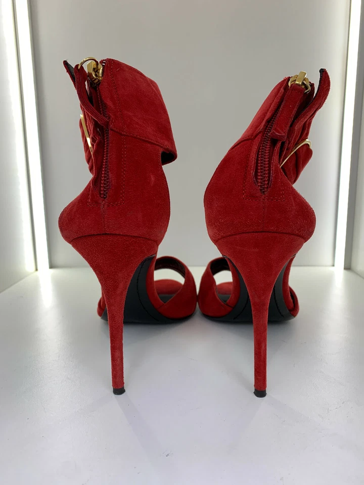 11 cm 37 Zanotti red suede extrem pumps sandals high heels - Photo 2/4