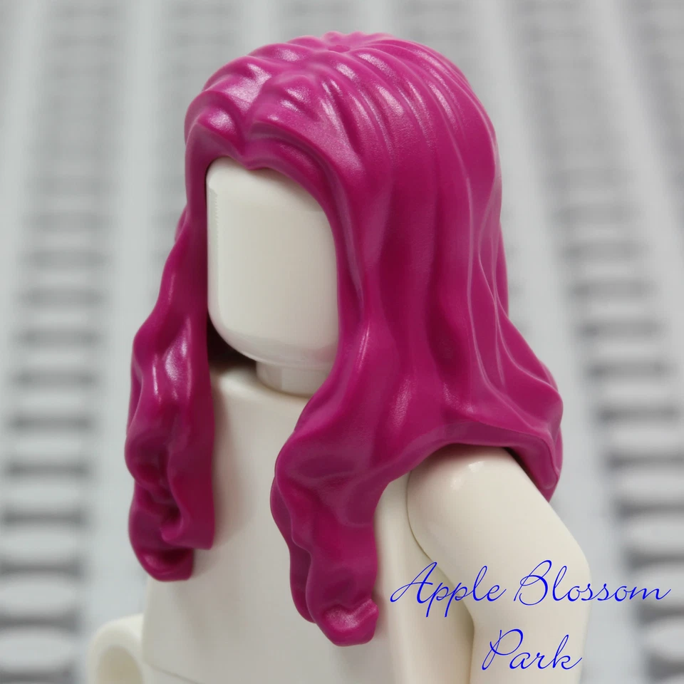 NUEVO Lego Niña Minifigura Largo Oscuro PELO ROSA Amigos Mujer Ondulado Hombro Cabeza Equipo Foto 2 de 4