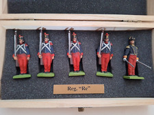 5 SOLDATINI BORBONICI DI STAGNO DIPINTI A MANO REGGIMENTO RE DUE SICILIE NAPOLI