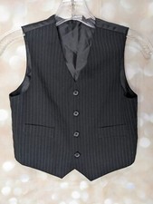 Boys Youth Black W/ White Pinstripe West Coat Dress Vest Size 5