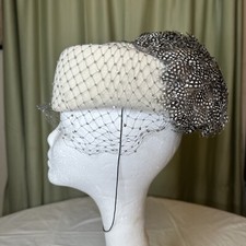 Jack McConnell Vintage Cap Hat Feather Wool Ivory NEW WITH BOX