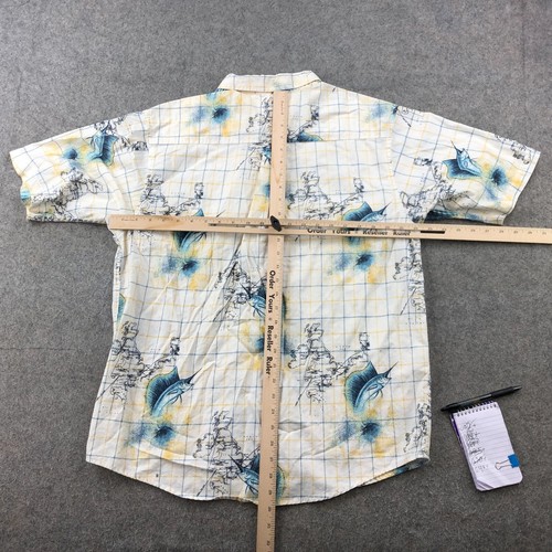 Vintage Knightsbridge Shirt Mens Large White Map Marlin Fish Short Sleeve - Picture 9 of 11