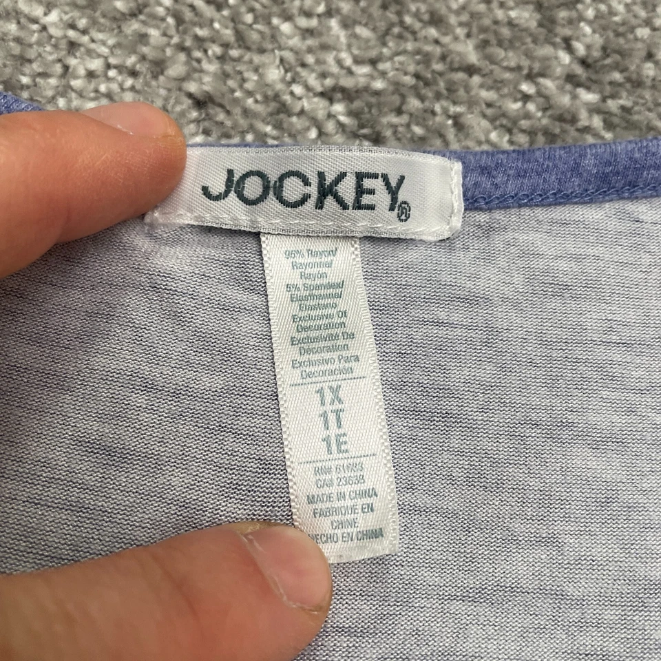 Camiseta básica Jockey para mujer 1X púrpura cuello en V manga corta informal elástica camiseta top Foto 4 de 4