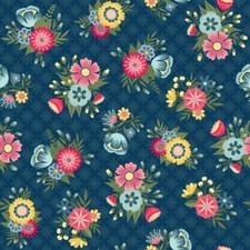 Vintage Flora By KimberBell For Maywood Studio - Navy Lattice Floral 10331-N