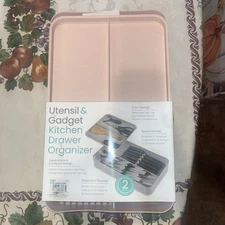  Storage Utensil/Gadget Kitchen Drawer Organizer 2PC BPA Free Pink