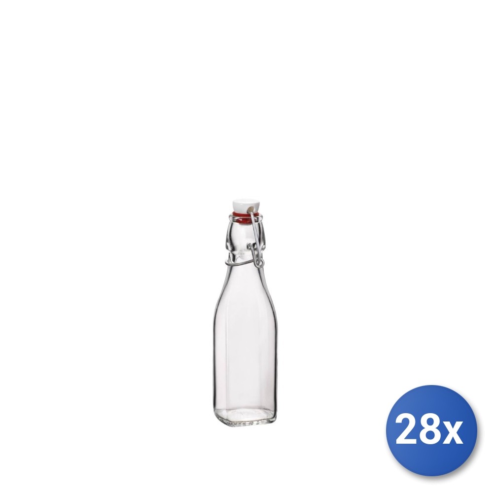 28X Bormioli Rocco Mini Swing Glass Bottles With White Mechanical Cap L