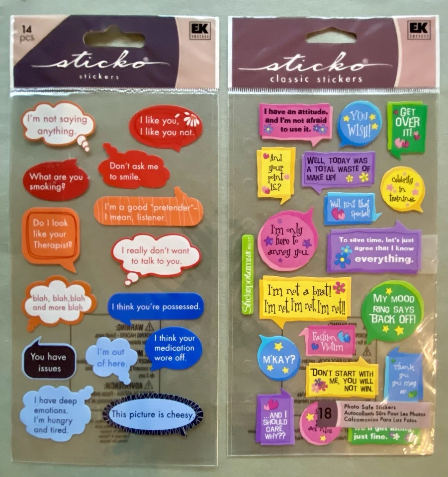 Lot of Various Caption Stickers! 22+ Sheets Stickopotamus, Little Yellow Bicycle Foto 3 de 4