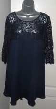 ✿LadiesMONSOON navy lace detail lined chiffon swing dress size 16✿