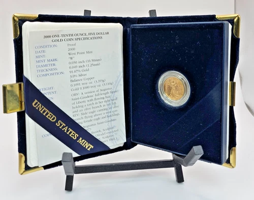 2000-W $5 American Gold Eagle Proof 1/10 oz Gold Coin OGP Box COA