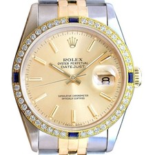 Rolex Datejust 16233 TwoTone 18KY SS Champagne Dial 1.25 Diamond Bezel Watch