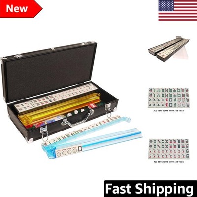 Classic American Mahjong Set with 166 Ivory Tiles & Black Aluminum Case
