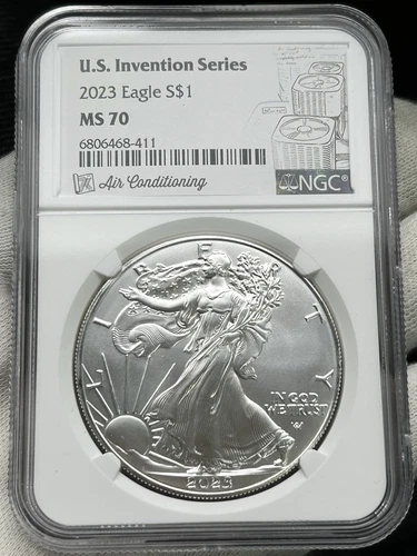 2023 $1 American Silver Eagle NGC MS70 US Invention Series - Air Conditioning