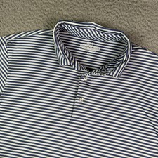 Vineyard Vines Performance Polo Shirt Mens L Blue Gray Striped Golf Whale Logo