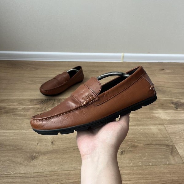 Men Coach Heels Brown Leather 41