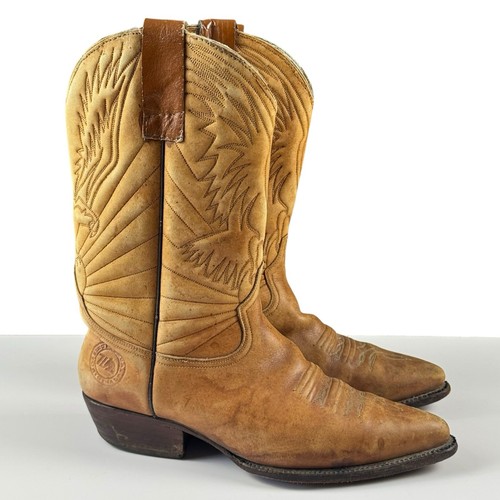 Vintage Siete Leguas Cowboy Boots Men’s US 10.5 E/MEX 28.5 Leather Eagle Inlay - Image 1