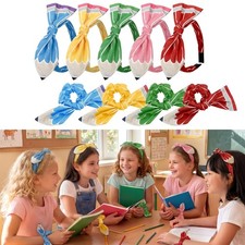 10 PCS Back To School Headband Pencil Hair Bows Scrunchie Hair Accessories Gift