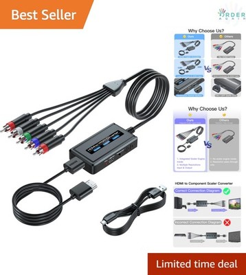 HDMI to Component Converter Cable 1080P Scaler Supports 1080i HD for TVs