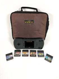 Atari Lynx Original Model Handheld Console Working with Travel Case & 6 Games