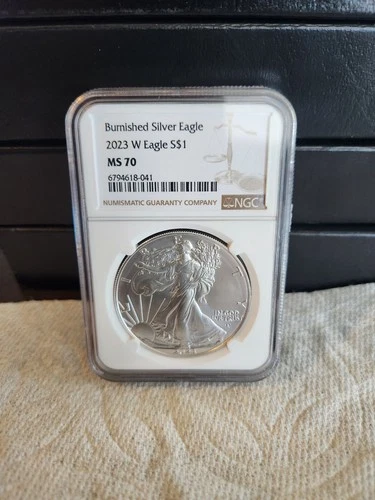 2023 W Burnished Silver Eagles NGC MS 70 Brown Label
