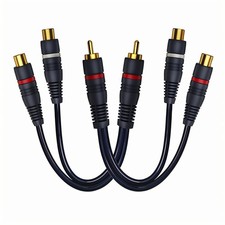 RCA Splitter 1 Male to 2 Female 2 Pack, Y Splitter RCA Audio Video Cable Spli...