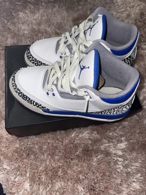 Jordan Air Jordan 3 Men s Mid Top Lace-Up Sneakers White Blue Black Gray