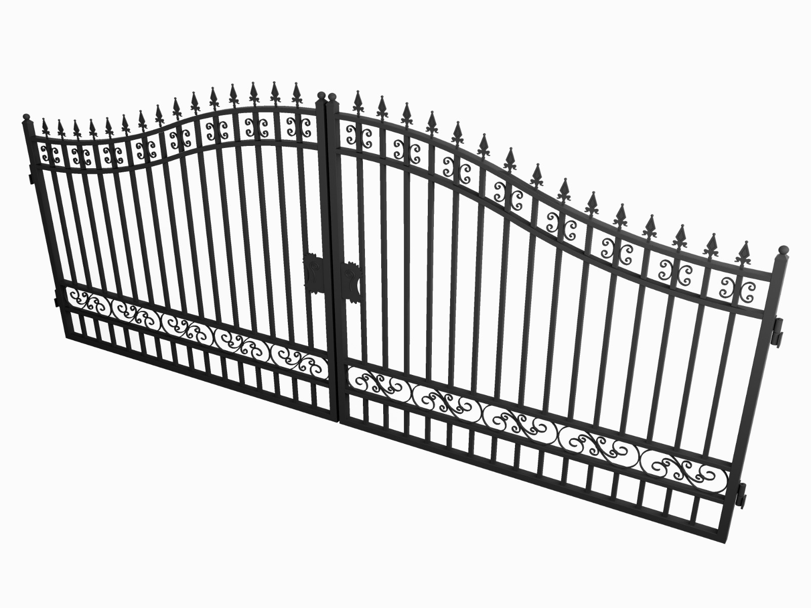 12FT Iron Driveway Gate Double Swing Rustproof for Garden & Yard