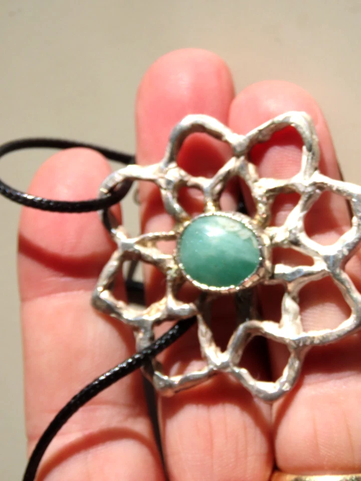 Ciondolo in ARGENTO 925 con grande smeraldo - Immagine 3 di 4