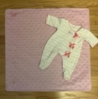 American Girl Bitty Baby Footed Sleeper 2008 Bows Pink White & Pink Blanket — photo 1