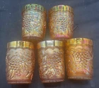 FIVE LOVELY VINTAGE CARNIVAL  IMPERIAL GRAPE MARIGOLD TUMBLERS “MATCHING SET”