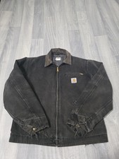 Vtg Carhartt J01 BLK Detroit Blanket Lined Faded Distressed Jacket USA Mens L