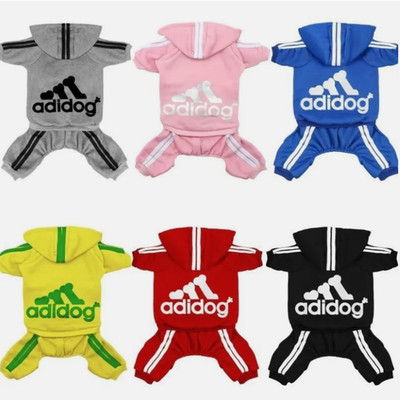 Adidog Pet Dog Warm Hoodie 4/Legs Classic Jumpsuit Puppy Coat Sweatshirt Clothes