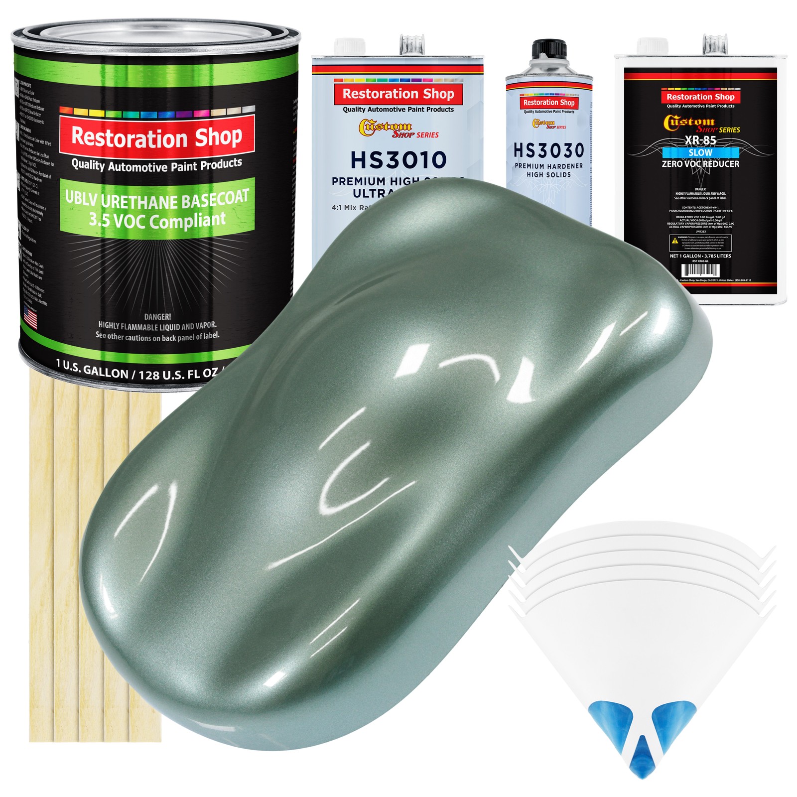 Slate Green Metallic Low VOC Slow Prem Paint Kit with Urethane Basecoat Clearcoat