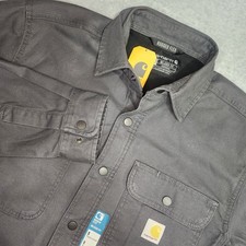 NEW Carhartt Rugged Flex Canvas Fleece Lined Jacket Shirt Small Gray