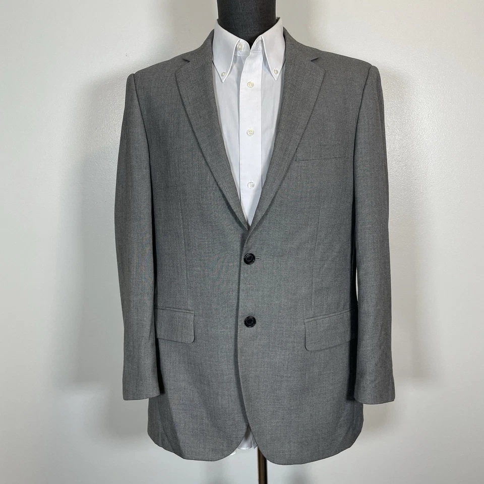 Structure Sport Coat Mens 40R Gray Polyester Double Vented Two Buttons - Image 2 of 4