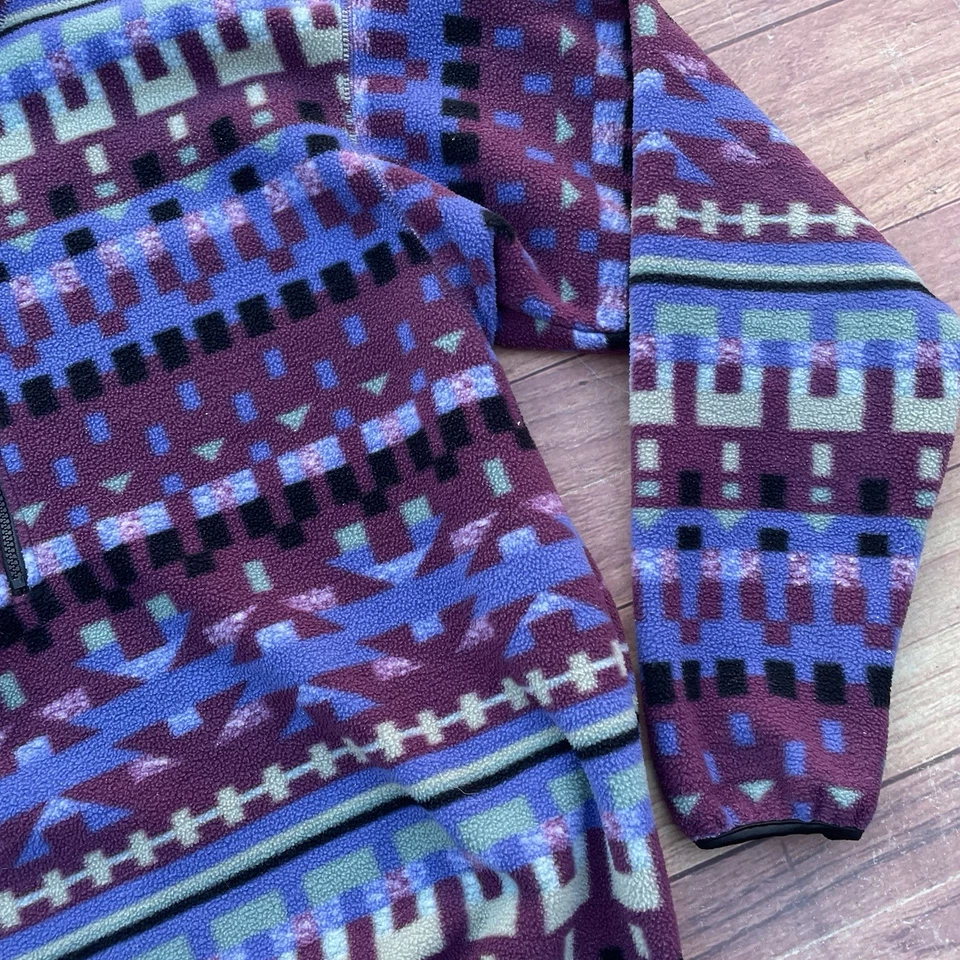 Pullover polar vintage Columbia 1/4 cremallera Western L hecho en EE. UU. para hombre púrpura azteca Foto 4 de 4